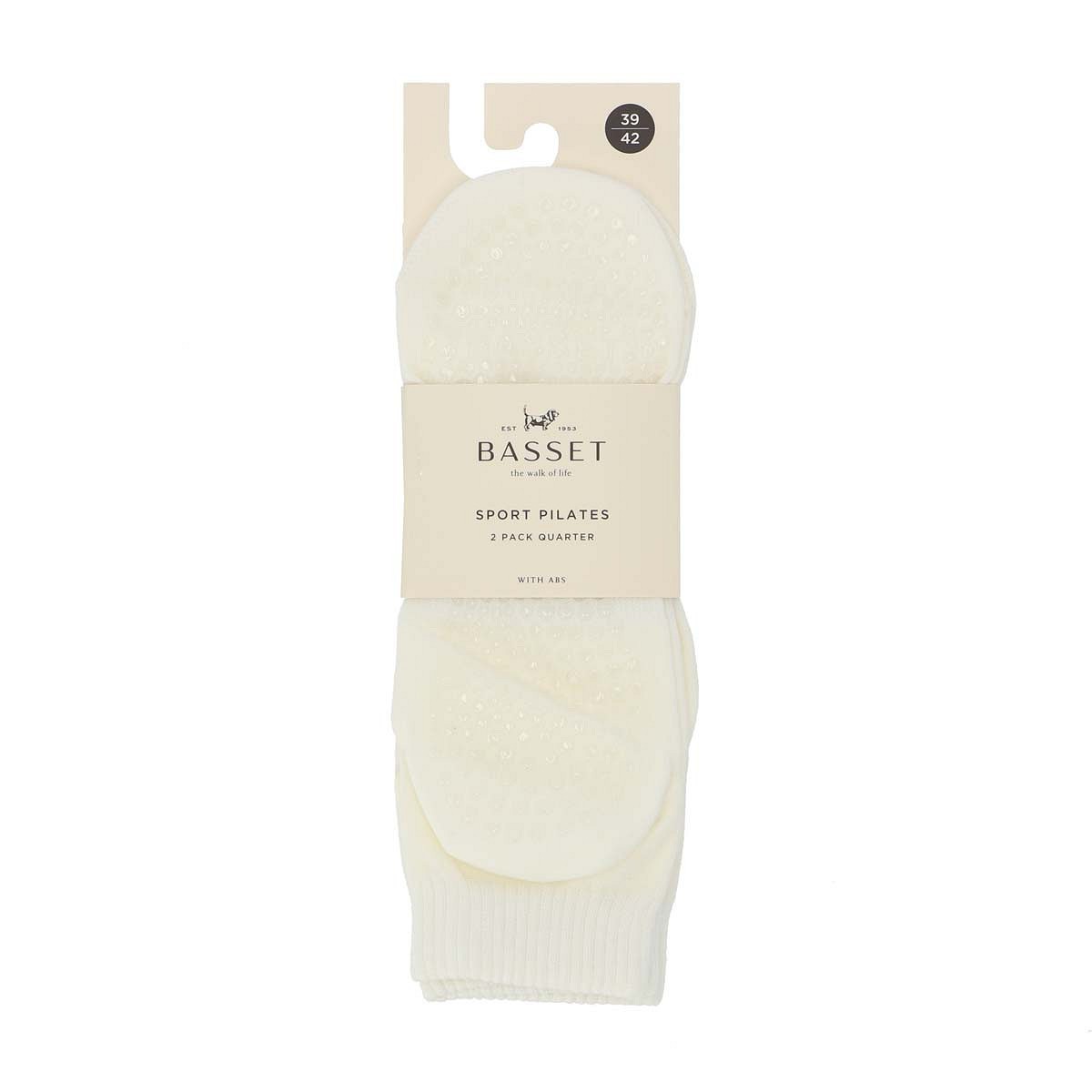 Dames pilates quartersokken met antislip - Off White - 35-38 - 2 paar