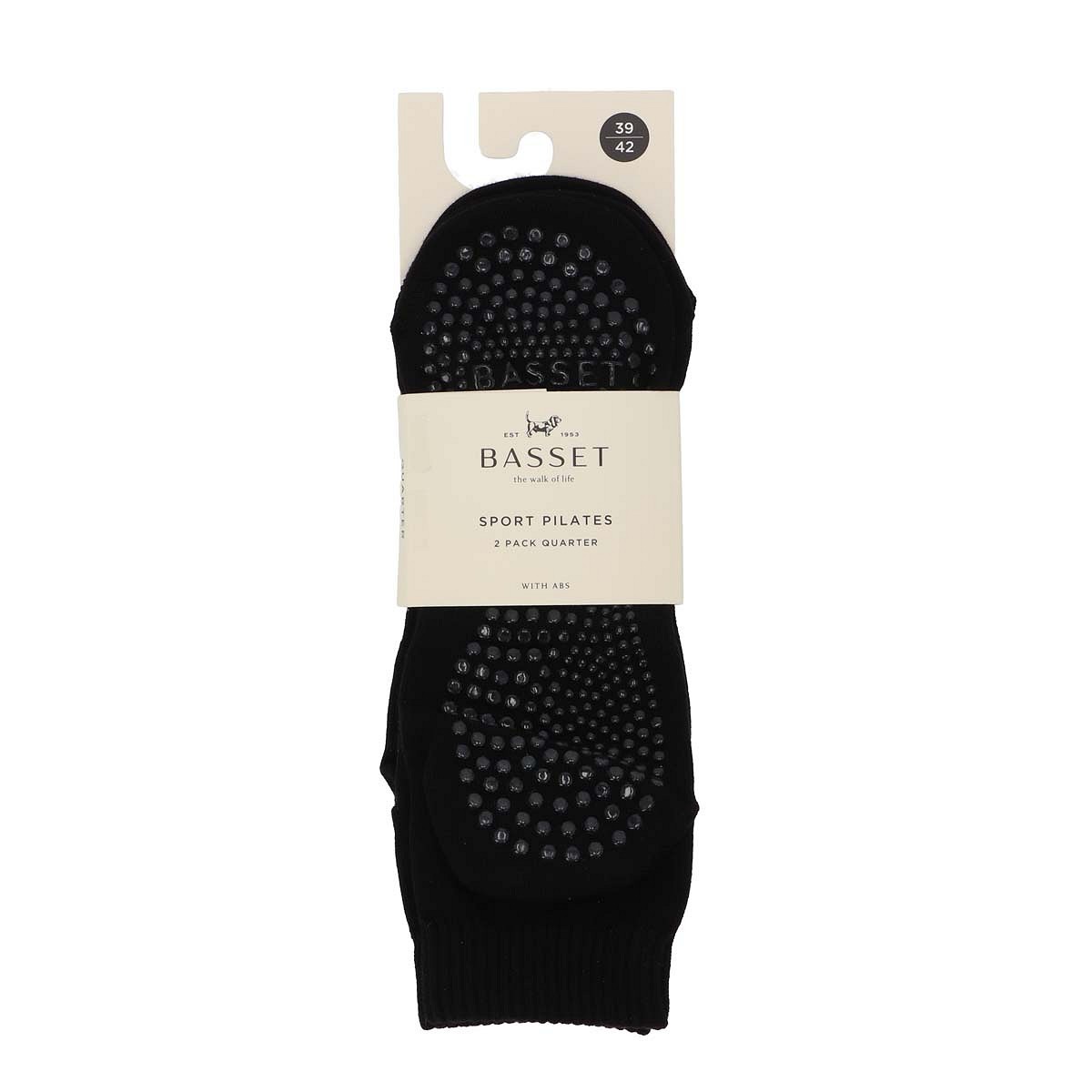 Dames pilates quartersokken met antislip - Black - 39-42 - 2 paar
