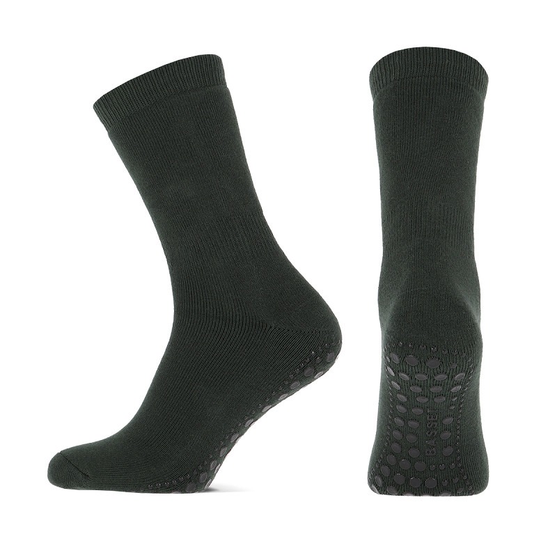 Baumwollhaussocken mit rutschfester Sohle – Grau melange – 35-38