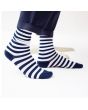 Manitou Amsterdam Unisex gestreifte Socken marineblau und weiß MAN26