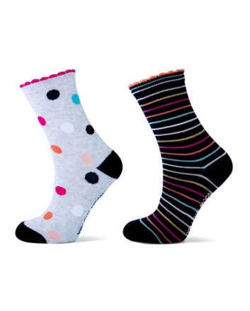 Baumwoll-Mädchen-Socken mit Punkten und Streifen.