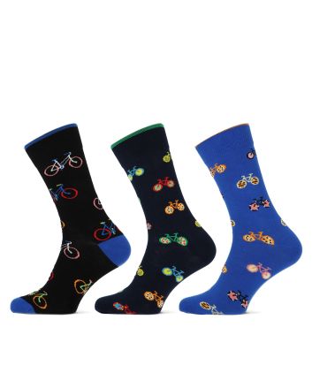 Teckel Herren Socken mit Fahrrädern - 3 Paar 17106