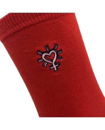 Unisex Socken mit Herzstickerei rot