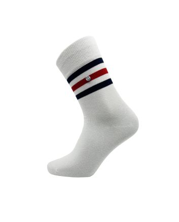 Unisex Socken mit Streifen in Weiß, Rot und Blau