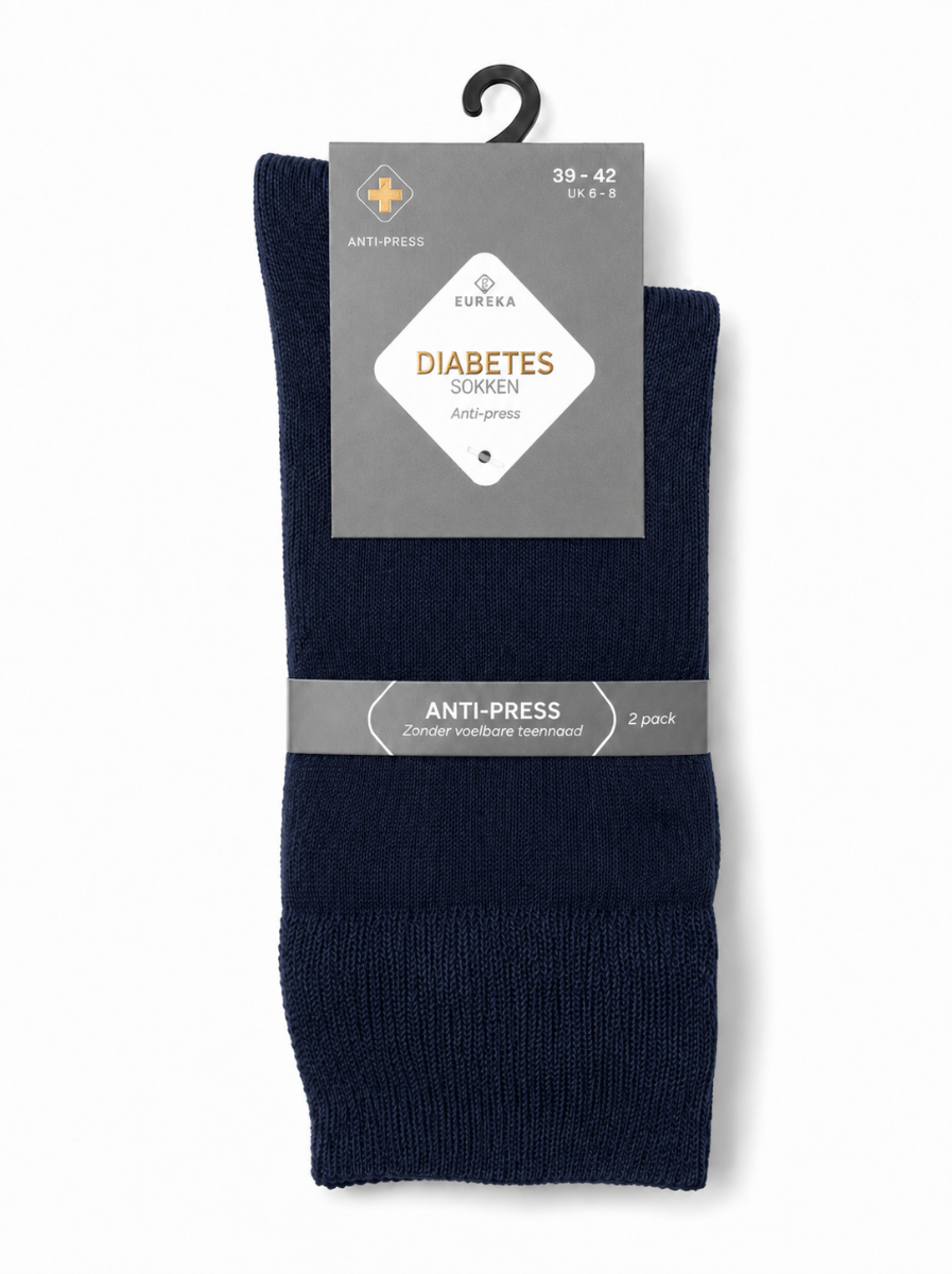 Unisex diabetes sokken dun - Marine - 39-42 - 2 paar
