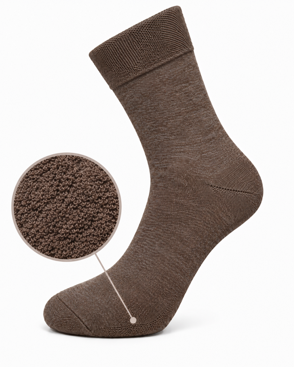 Unisex diabetes sokken medium met badstofzool - Dark beige- 39-42 - 2 paar
