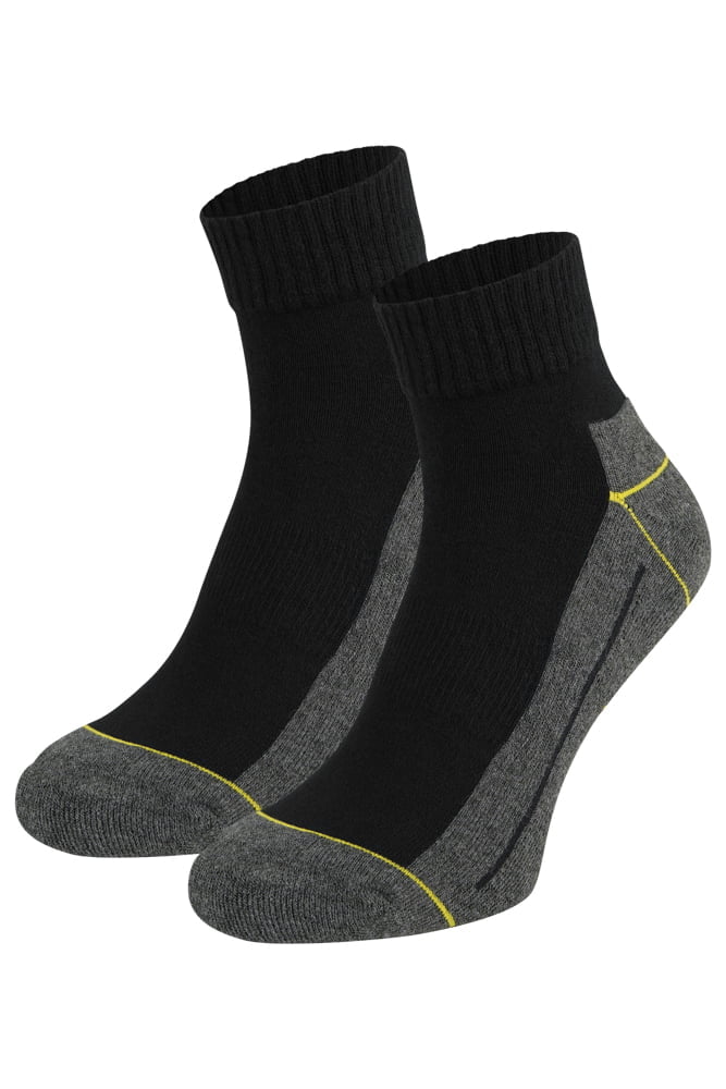 Viertel halbhohe Arbeitssocken mit Frottee-Sohle – Schwarz – 47-50