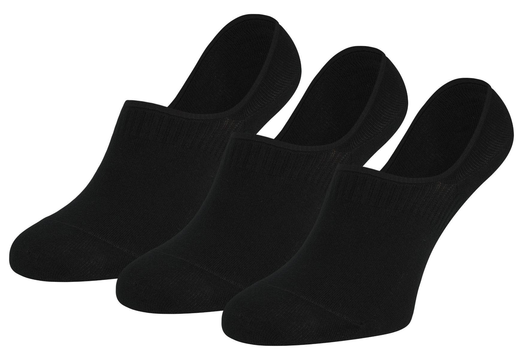 No show unsichtbarer 3er-Pack – Schwarz – 36-41