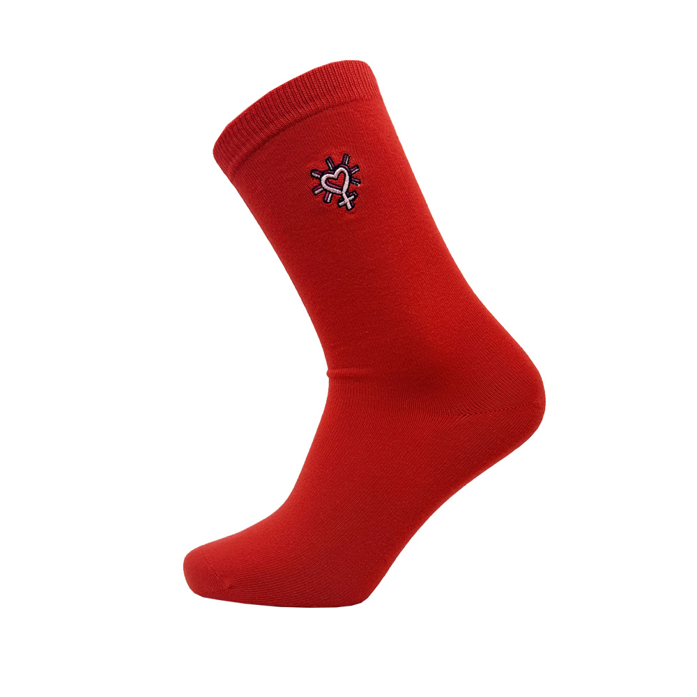 Unisex Socken mit Herzstickerei rot – Red – 36-40