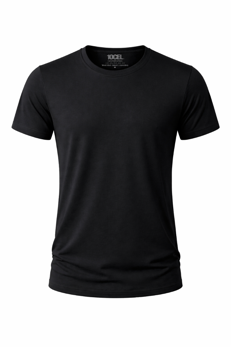 Herren T-Shirt mit Rundhalsausschnitt aus Tencel - Schwarz - XL