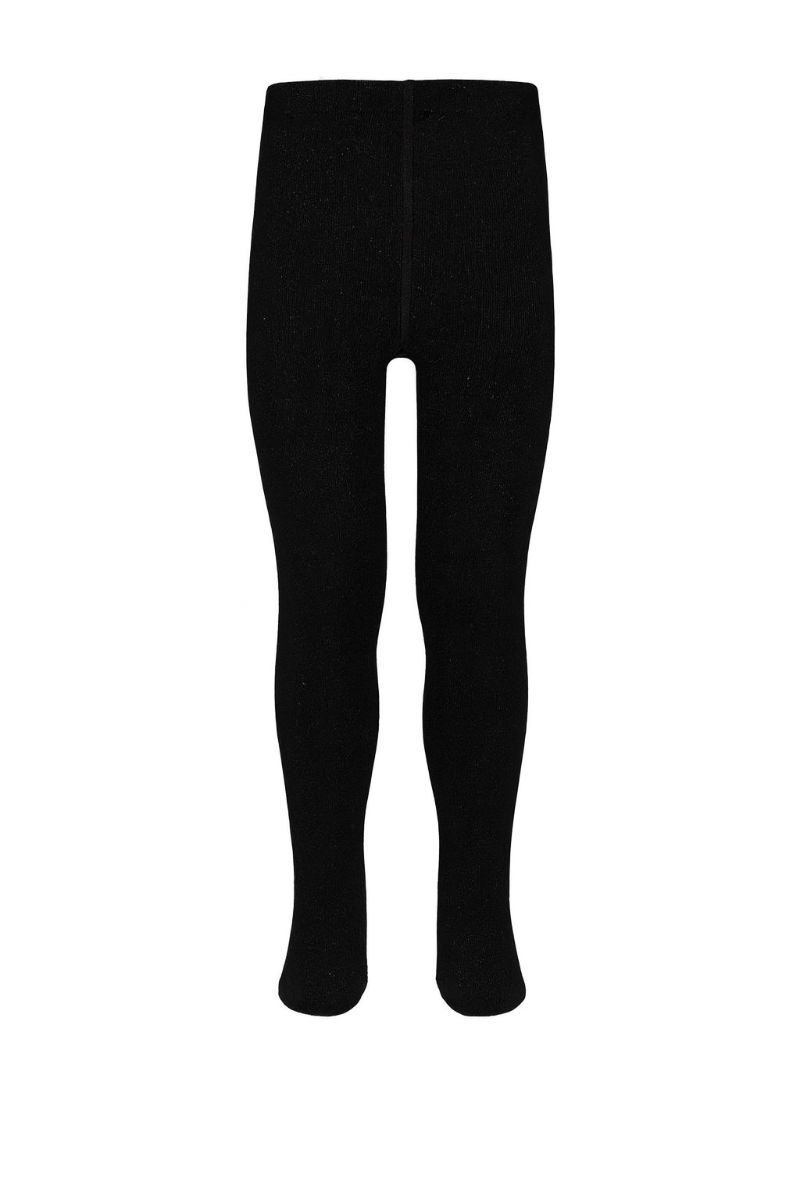 Mädchen Baumwollstrumpfhose mit Glitzer - Schwarz - 122-128