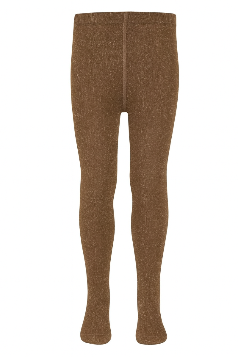 Mädchen Baumwollstrumpfhose mit Glitzer - Toffee Melange - 110-116