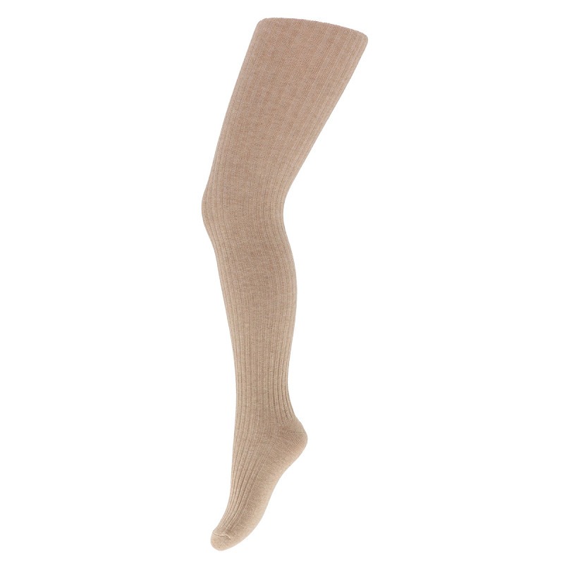 Mädchen Baumwollstrumpfhose mit Rippen - Beige - 110-116