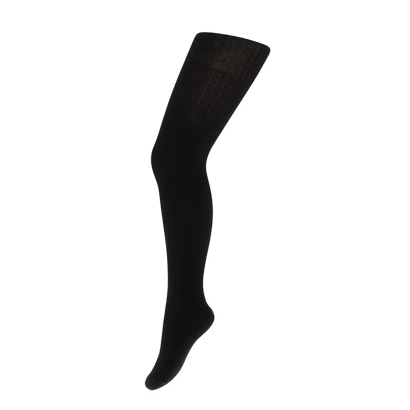 Mädchen Baumwollstrumpfhose mit Ripp - Schwarz - 98-104