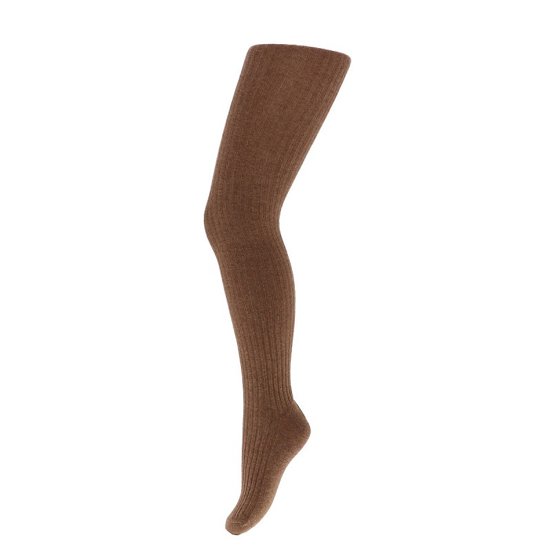 Mädchen Baumwollstrumpfhose mit Rippung - Braun - 134-146