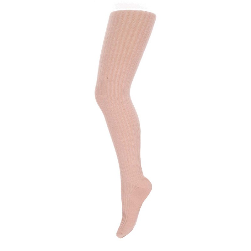 Mädchen Baumwollstrumpfhose mit Rippe - Nude Pink - 134-146