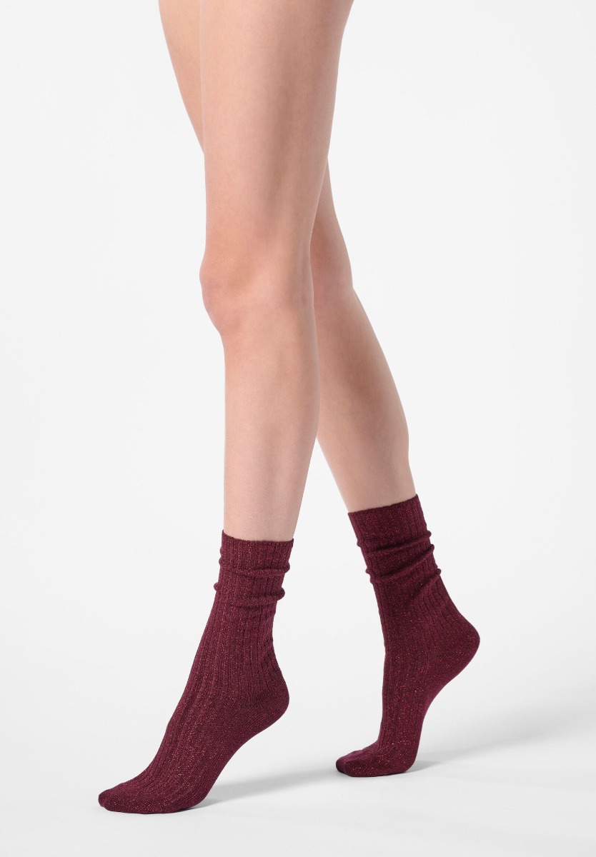 Diamanten Rib - Socken - Tiefrot