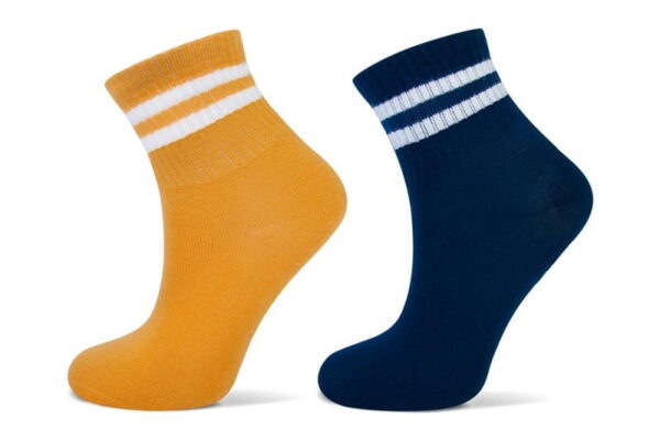 Shortsock YM sport strepen 2-pack oker en marine | sokken online
