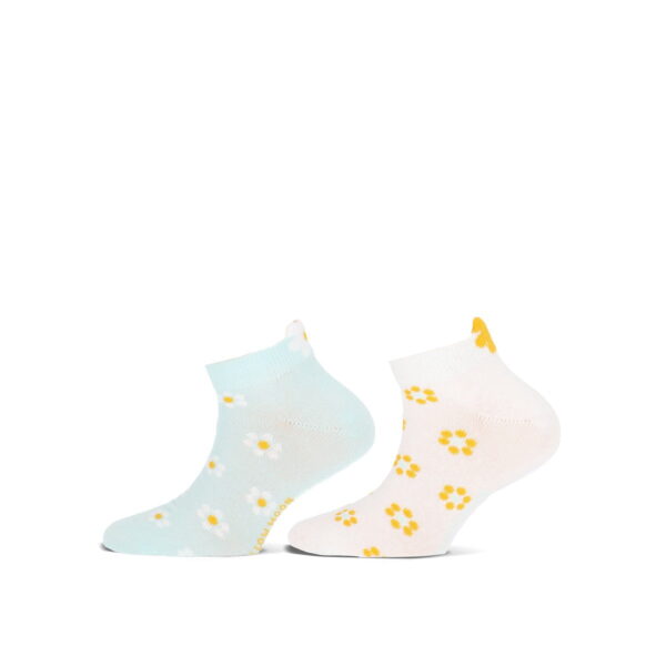Kinder-Sneakersocken YM Flower Dots – 2er-Pack