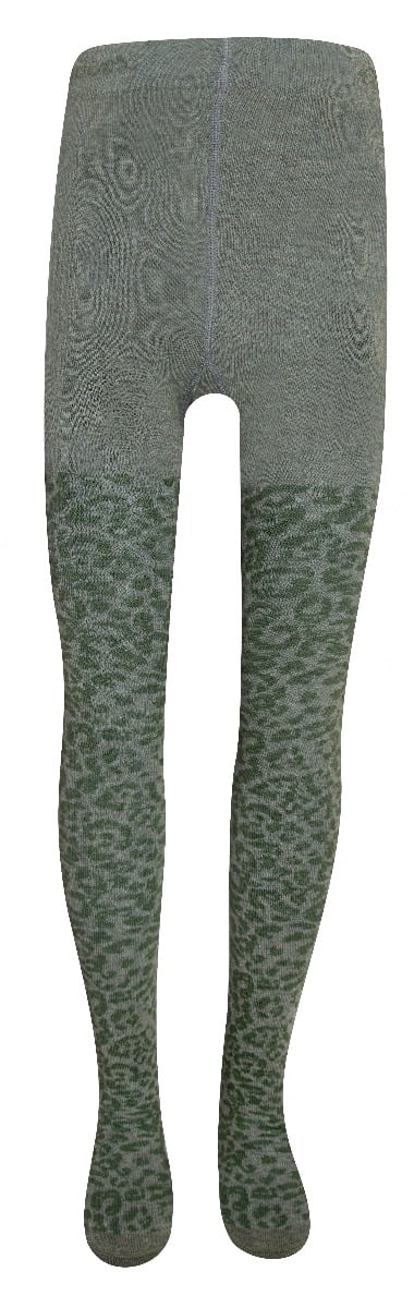 Baumwollstrumpfhose für Kinder mit Panther-Print Olive